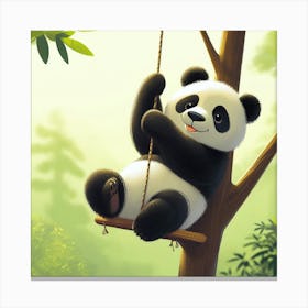 Panda Bear On Swing 1 Canvas Print
