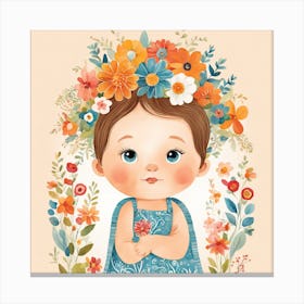 Floral Cute Baby Nursery Illustration (1) Canvas Print