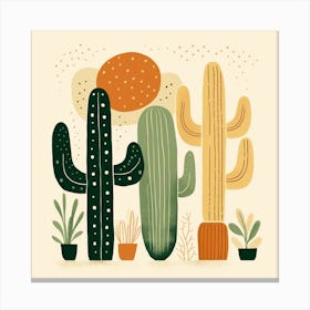 Rizwanakhan Simple Abstract Cactus Non Uniform Shapes Petrol 74 Canvas Print