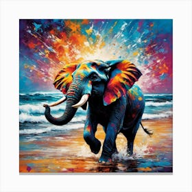 Elephant On The Beach Canvas Print