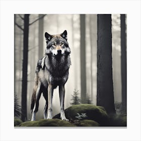 Wolf In The Forest 11 Canvas Print