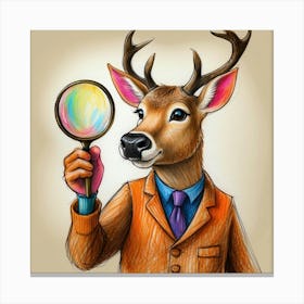 Deer With Magnifying Glass 16 Canvas Print