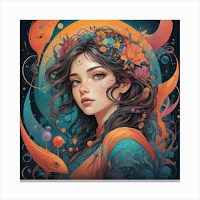 Girl With Fish Canvas Print