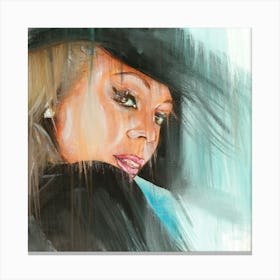 Lady with black hat Canvas Print