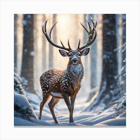 Deer In The Woods 28 Canvas Print