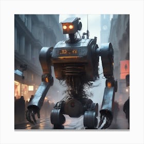 Robot On The Street 61 Canvas Print