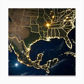 Usa At Night Canvas Print