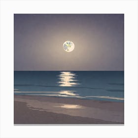 Full Moon On The Beach Canvas Print