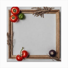 Frame With Fruits And Vegetables Canvas Print