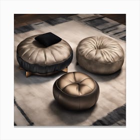 0 Two Bronze Poufs And Small Cushions Of Different B Esrgan V1 X2plus Canvas Print