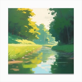 Peaceful Countryside River Acrylic Painting Trending On Pixiv Fanbox Palette Knife And Brush Stro (4) Canvas Print