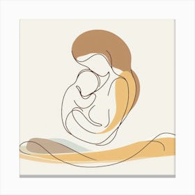 Mom-and-son love Line Art 2 Canvas Print