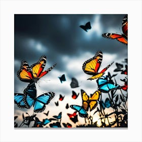 Colorful Butterflies In The Sky 16 Canvas Print