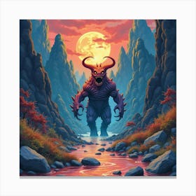 Monster Emerging From A Colorful, Watercolor Abyss 1 Canvas Print