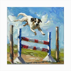 Dog Jumping Over An Obstacle Canvas Print