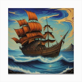 Ship In The Sea Canvas Print