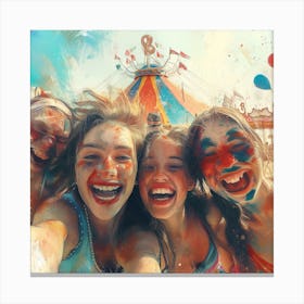 Happy Friends At The Carnival Canvas Print