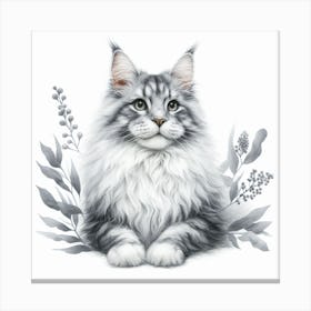 Grey-white maine coon cat 7 Canvas Print