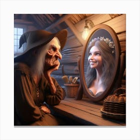 Old Woman In The Mirror Canvas Print