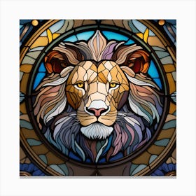 Stained Glass Lion pop art Canvas Print