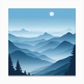 Misty mountains background in blue tone 109 Canvas Print