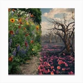 Duality Of Nature Flourishing Life Vs Canvas Print