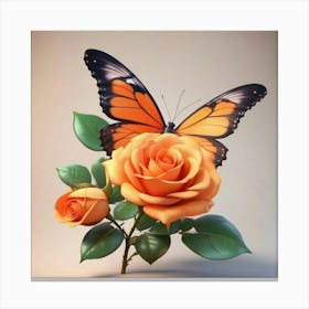 Butterfly And Roses Canvas Print