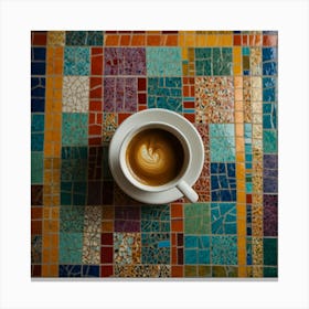 Coffee Cup On Mosaic Tile 5 Canvas Print