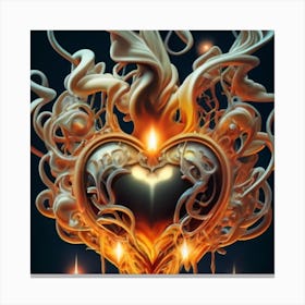 A Golden Heart Made Of Candle Smoke 2 Canvas Print