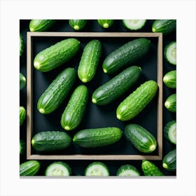 Cucumbers In A Wooden Frame Canvas Print