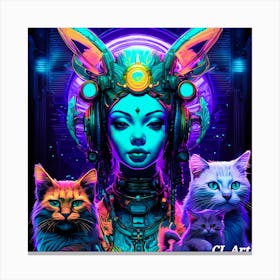 Cat Lady With Cats Canvas Print