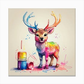 Colorful Deer 3 Canvas Print