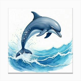 Dolphin Jumping In The Water Canvas Print