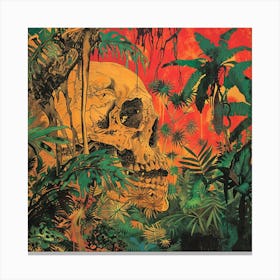 Skull In The Jungle 2 Canvas Print