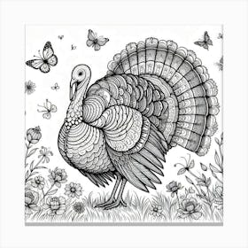 Line Art turkey 1 Canvas Print