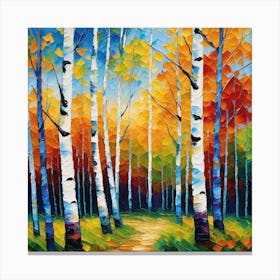 Birch Trees In Autumn 6 Canvas Print