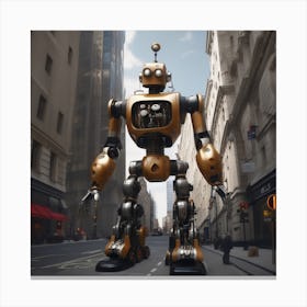 Robot In The City 98 Canvas Print
