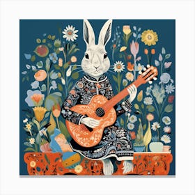 Rabbit With Guitar Canvas Print