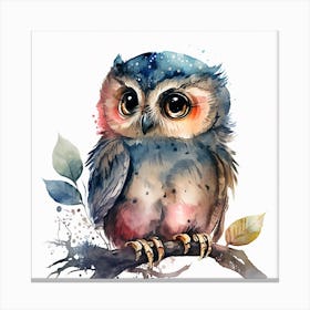 Owl Watercolor Painting Canvas Print