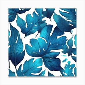 Watercolor blue Leaves Canvas Print