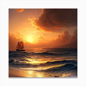 Sunset Sailboat Canvas Print