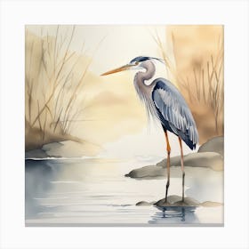 Heron Watercolour Canvas Print