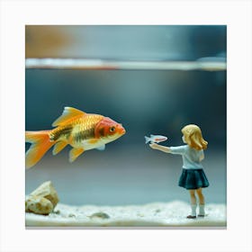 Girl With Goldfish Canvas Print