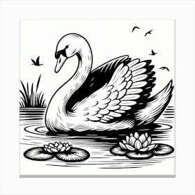 Line Art swan Canvas Print