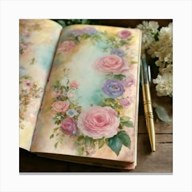 Roses In A Journal Canvas Print