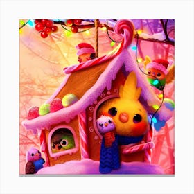 Christmas Bird House Canvas Print