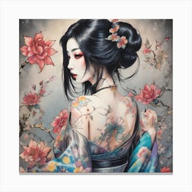 Asian Girl With Tattoos Canvas Print