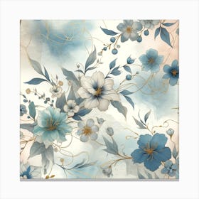 Blue Floral Wallpaper Canvas Print