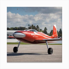 Red Plane On Runway 1 Canvas Print