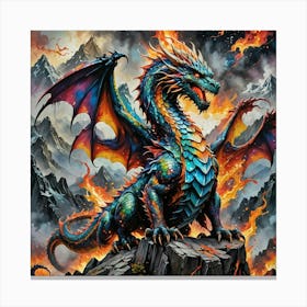 Dragon On Fire Canvas Print